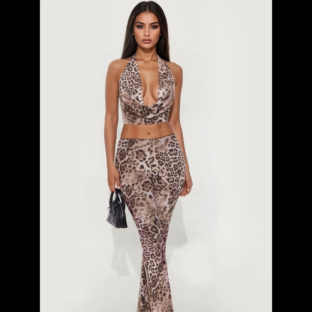 WORN ONCE Fashion Nova Leopard Print Jumpsuit